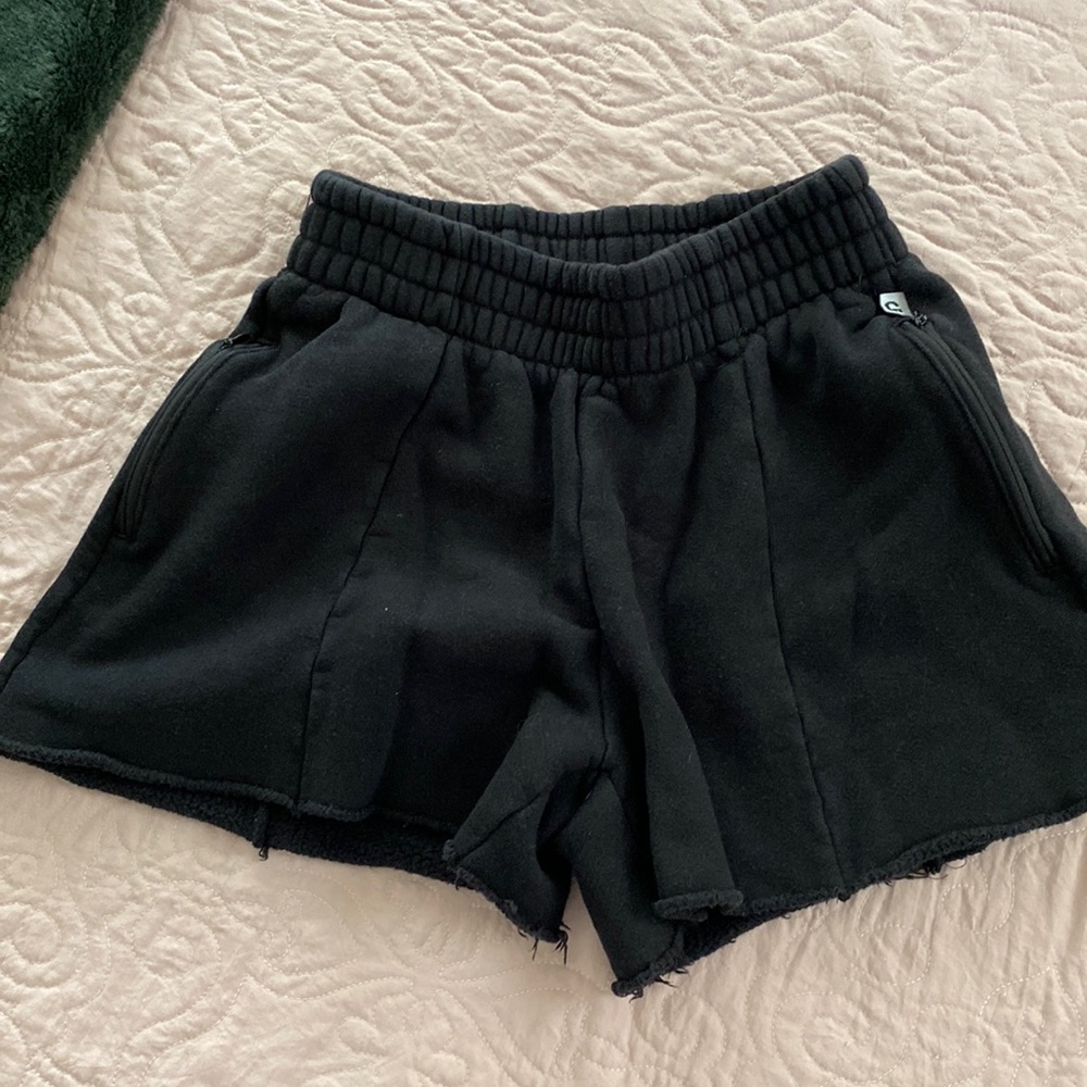 Good American Good Sweats Black High Waisted Shorts Size 3